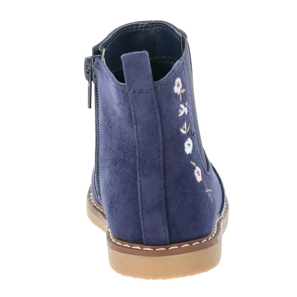 Size 12 Toddler Girls Chelsea Boots, Blue with Floral Embroidery | Wonder Nation - Picture 3 of 4